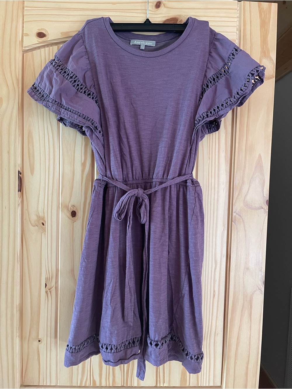 Daniel Rainn Lavender Purple Ruffle Sleeve Tie-Waist Mini Dress